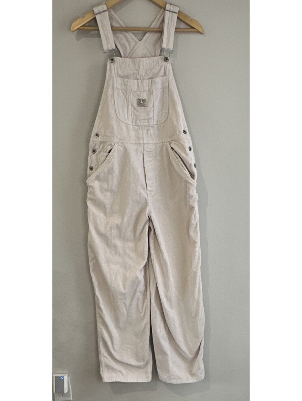 Vintage 90s/Y2k Old Navy Ivory Corduroy Carpenter Overalls Size Medium Women's